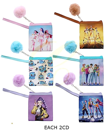 4.3" Novelty Wristlet Pouch with Pom-Pom Keychain (0681) .68 each
