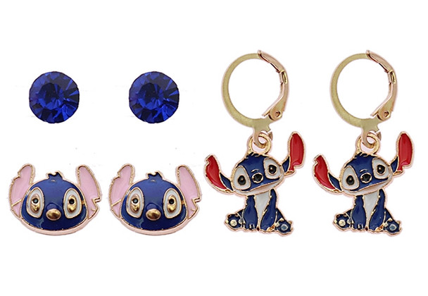 3 Pair Novelty Stud & Hoop Earring Set Gold & Silver .68 each set