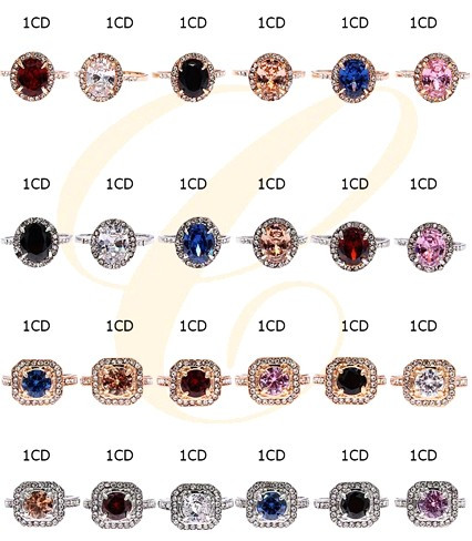 Oval & Square Cut CZ Statement Rings 24 pcs per box .35 each