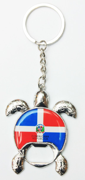 Turtle Bottle Opener Metal Key Chain w/ Dominican Republic Flag .68 each