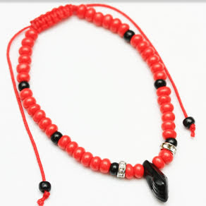 Red & Black Beaded Adjustable Protection Bracelet w/ Fist .68 each