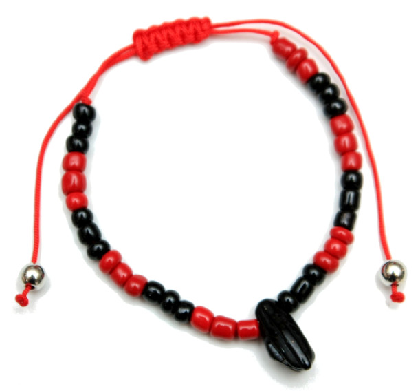 Red & Black Beaded Adjustable Protection Bracelet w/ Fist (7905) .68 each