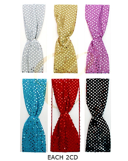 3.2" Twist Knot Glitter Polka Dot Print Fabric Headband .68 each