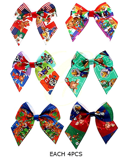 3.9" Soccer Print Gator Clip Hair Bow 24 pcs .34 each