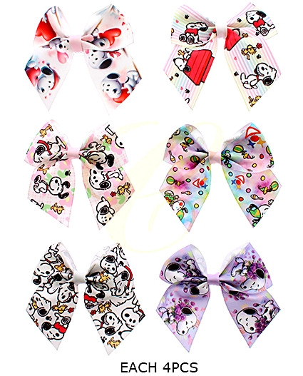 3.5" Novelty Print Gator Clip Hair Bow 24 pcs pk .34 each