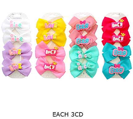 4 Pc Set 3.1" Love & Lucky Grosgrain Hair Bow Clips .68 each set