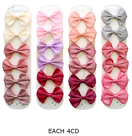 2.5" 6 Pc Set Satin Hair Bow Clip .68 each set
