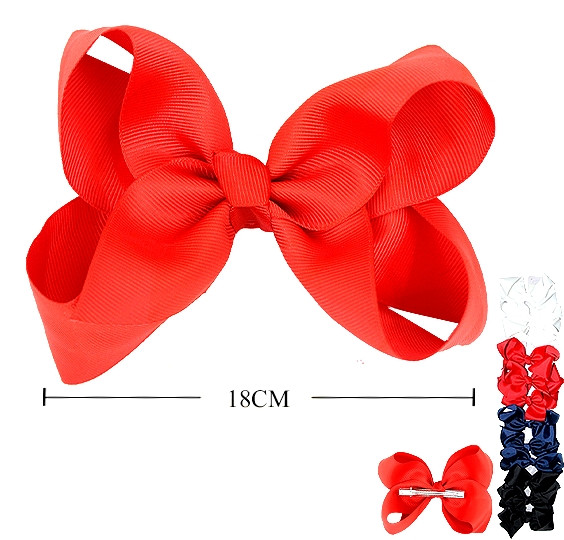 7" Grosgrain Gator Clip Hair Bow Four Colors .68 each