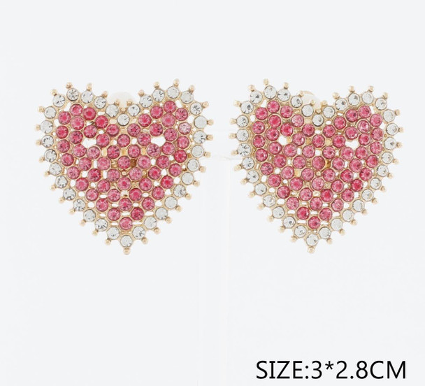 1.2" Rhinestone Heart Stud Earrings .68 each pair
