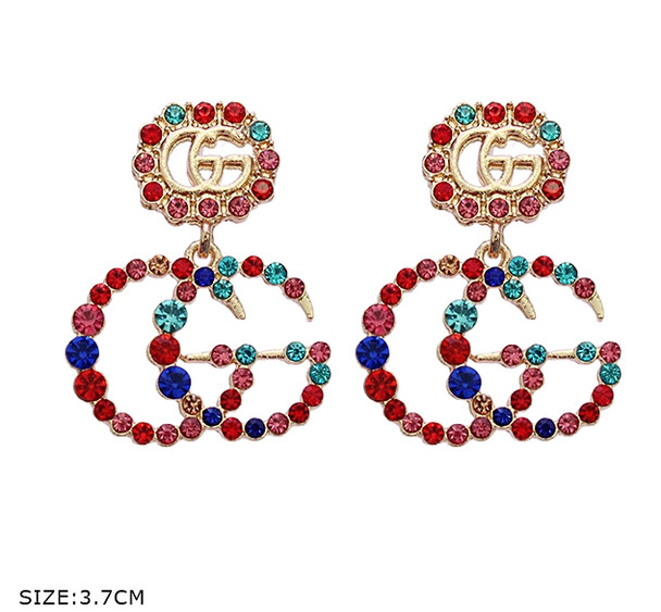 1.4" Glamorous Rhinestone Hi Fashion Statement Earrings .68 each pair