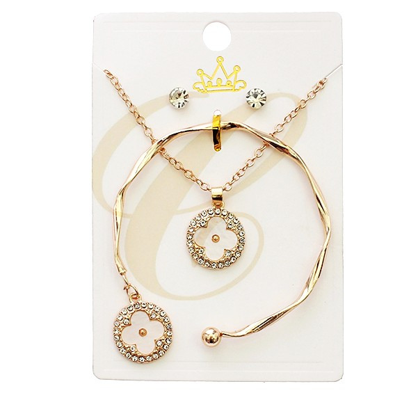 3 Pc Gold & Silver Hi Fashion Jewelry Set – Necklace, Bracelet & Earrings (0825) .72 each set