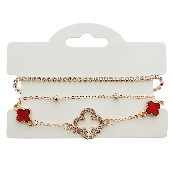 Triple Line Gold & Silver Chain Bracelets w/ Quatrefoil Charm (2247) .68 each