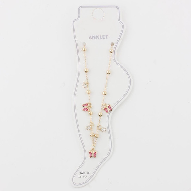 Butterfly & Crystal Bead Gold & Silver Anklet .68 each