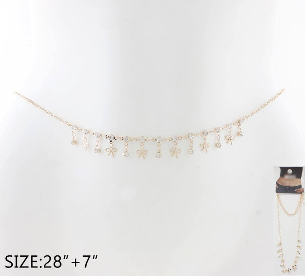 Gold & Silver Layered Waist/Belly Chain with Bow Charm .68 each