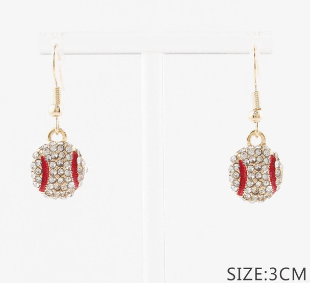 Rhinestone Baseball Stud & Drop Earrings .68 each pair