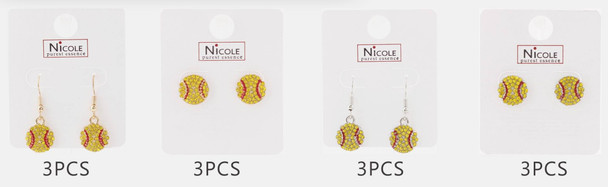 Rhinestone Tennis Stud & Drop Earrings .68 each pair