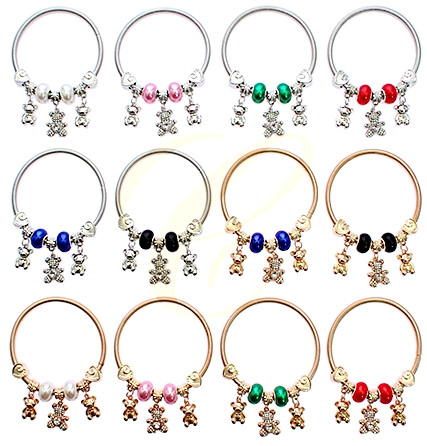 Spring Style Gold & Silver Teddy Bear Charm Bracelet.68 each