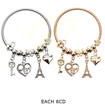 Spring Style Gold & Silver MOM & Heart Charm Bracelet.68 each
