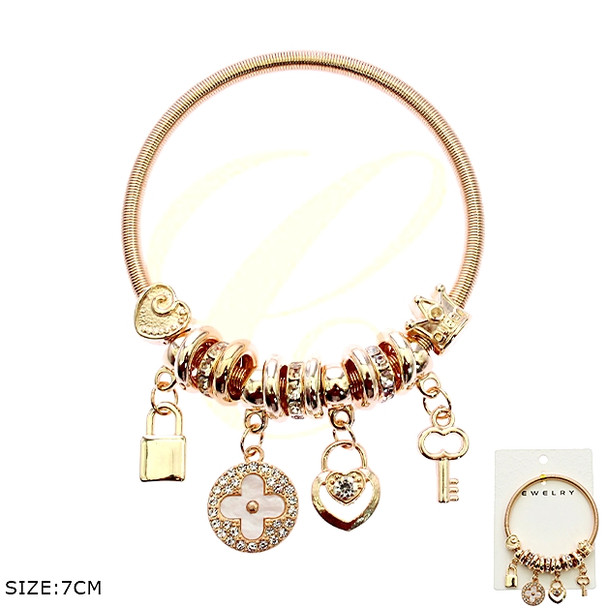 Spring Style Gold & Silver Heart & Lock Charm Bracelet .68 each