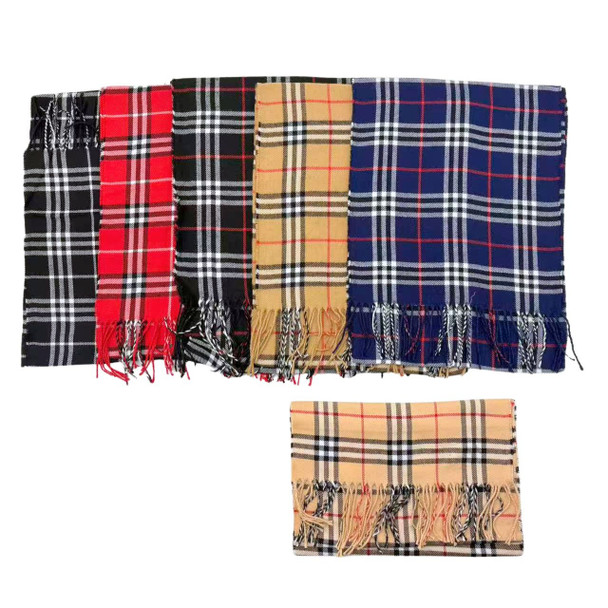 13" X 67" Pashmina Fringe Plaid Winter Scarf Asst Colors 12 per pk  (1667) $1.50 each