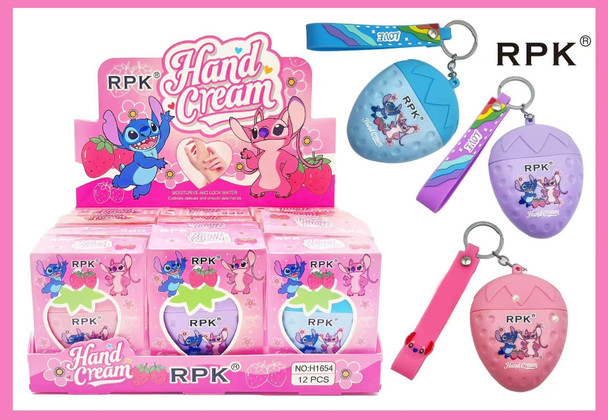 Moisturizing Travel Size Strawberry Hand Cream Keychain w/ Wrist Strap $1.00 each 