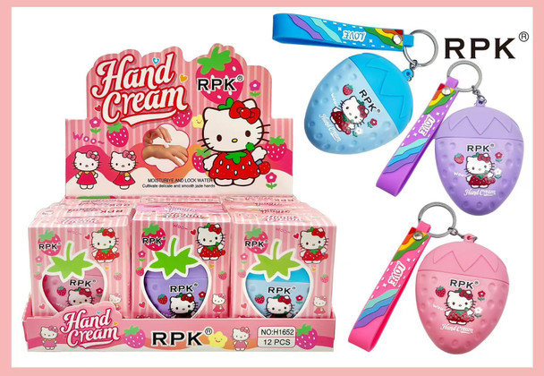 Moisturizing Travel Size Strawberry Hand Cream Keychain w/ Wrist Strap (10103) $1.00 each 