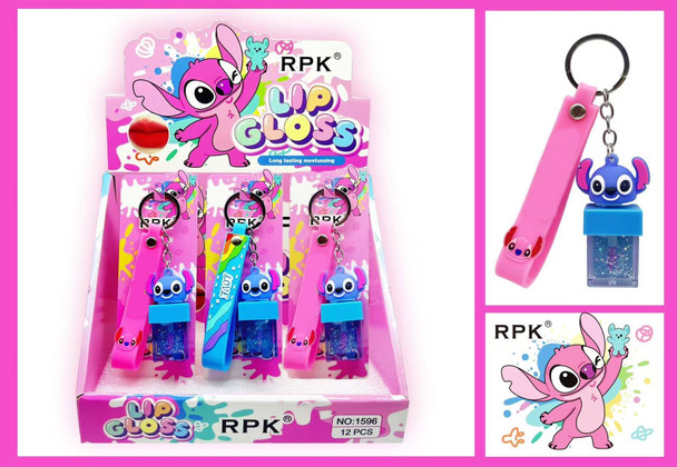 Novelty Glitter Moisturizing Lip Gloss Keychain w/ Wrist Strap .81 each