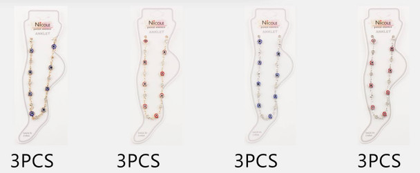 Evil Eye Charm Anklet with Crystal Accents .68 each