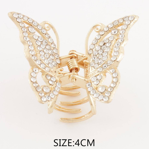 1.5" Sparkling Rhinestone Butterfly Mini Hair Claw Gold, Silver & Black Colors .68 each
