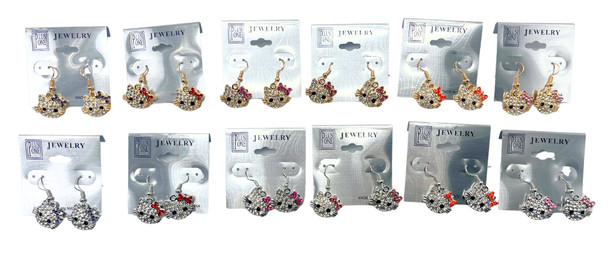 1" Cute Novelty Crystal Stone Earrings .68 each pair