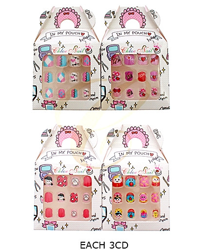 Kids Cupid Mixed Theme Design 12 Pack Pre Glued Nails .68 each set