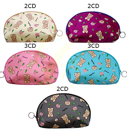 8.2" x 5.5" Teddy Bear Print Zipper All Purpose Cosmetic Bag .68 each