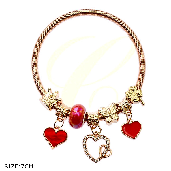 Spring Style Gold & Silver Bracelet w/ Heart Charms .68 each
