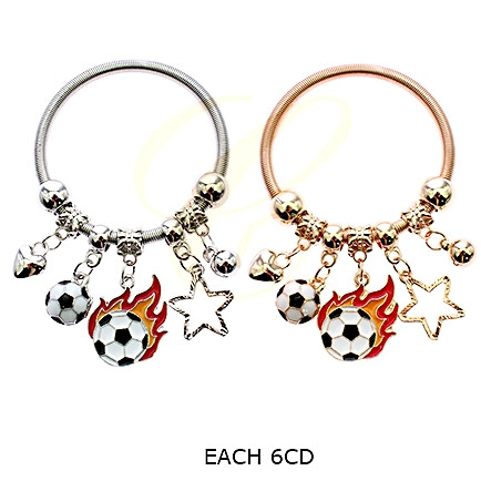 Kids Gold & Silver Spring Style Bracelet w/ Soccer Ball Charms .68 each