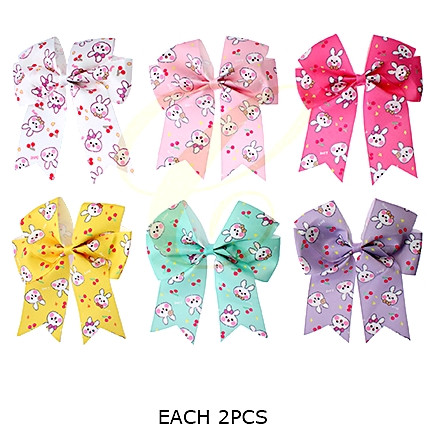 5.9" Bunny Print Gator Clip Hair Bow (1281) .68 each