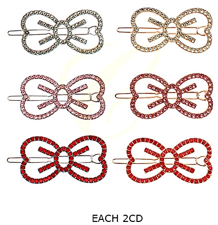 2" Rhinestone Bow Hair Clip .68 each