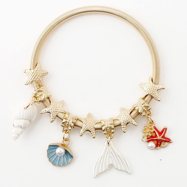 Spring Style Gold & Silver Starfish Sea Life Charm Bracelet .68 each