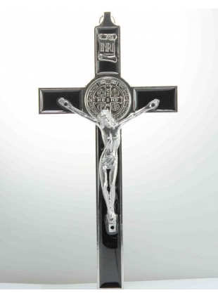 Black Enamel Crucifix Wall Cross -Saint Benedict Metal Wall Art-7 Inch Cross $6 each