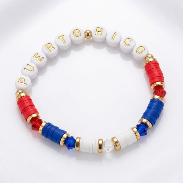 Puerto Rico Letters Beads w/ Discs Bracelet .68 each