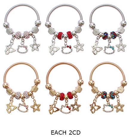 Kids Gold & Silver Spring Style Bracelet w/ Mix Charms (1985) .68 each