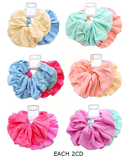 2 Pc Set Soft Solid Pastel Color Scrunchie .68 each set