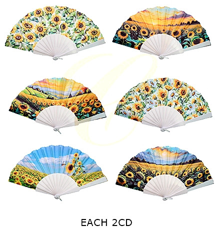 9" Sunflower Folding Hand Fan .68 each