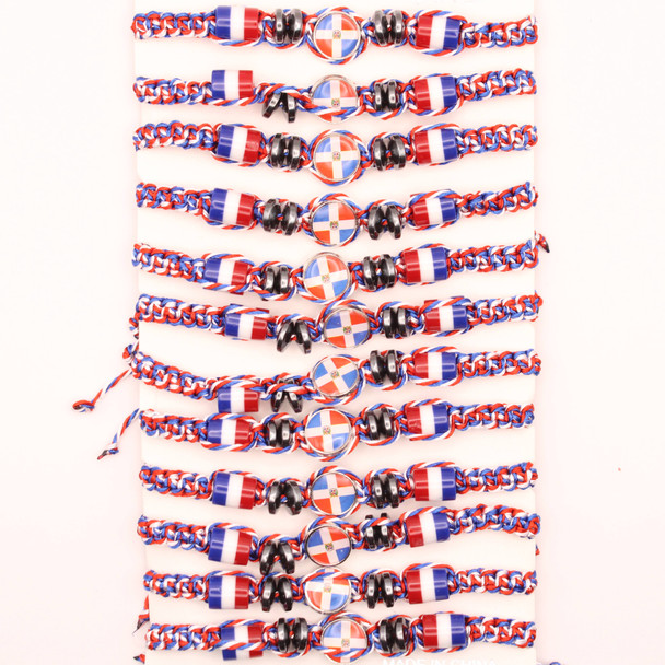 Dominican Republic Flag Braided Bracelets .68 each