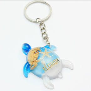 2" Acrylic Turtle Sea Life Inlay Keychain w/ Engraved Florida .68 each