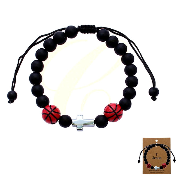 Basketball Cross Beaded Bracelet .68 each