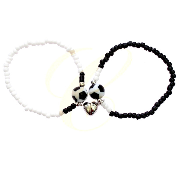 2 Pc Set Soccer Friendship Magnetic Ball Bracelet .68 each set