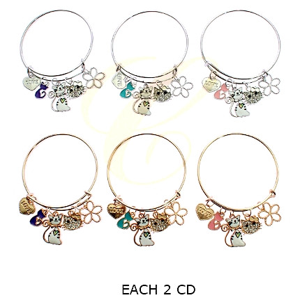 Kids Cat Charm Bangle Bracelet .68 each