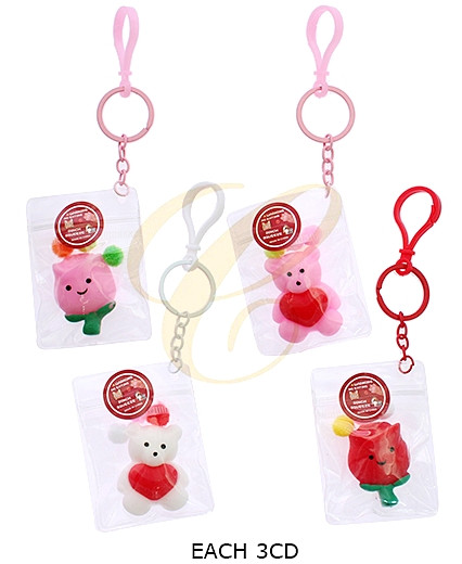 Cute Bear & Rose Jelly Charm Keychains .68 each