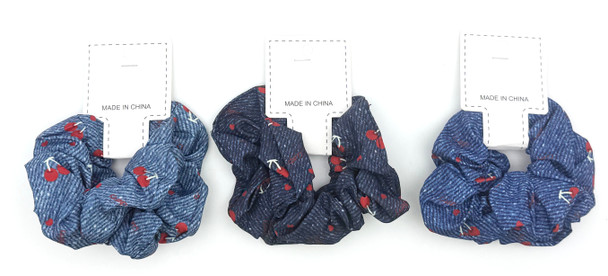 2 Pc Set Denim Look Cherry Scrunchie .68 each set