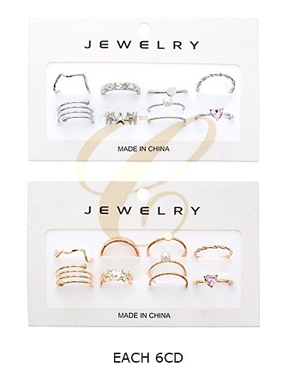 8 Piece Gold & Silver Midi Ring Set (0577) .68 each set